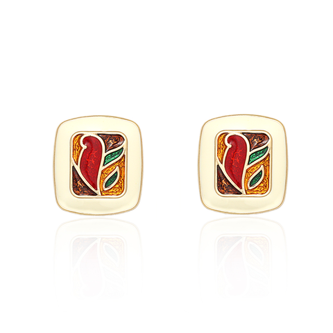 E132Vintage Colour Block Enamel Stud Earrings