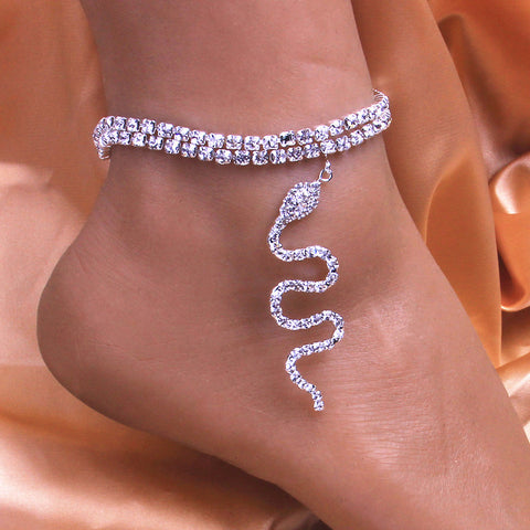 Europe and the United States wind fashion snake pendant double anklet