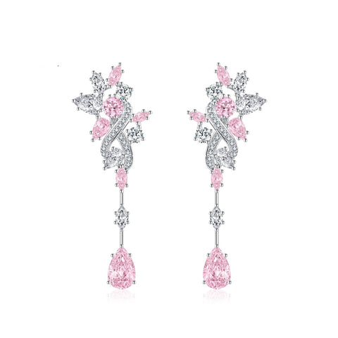 Pink Möbius Ring Crystal Earrings