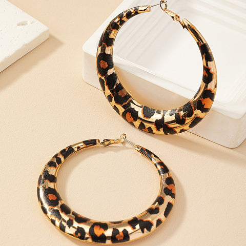 Leopard Print Large Hoop Earrings