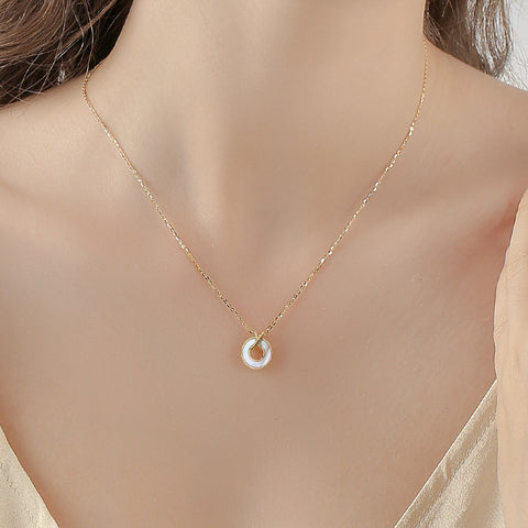 Golden s925 Silver with Round Pendant Necklace