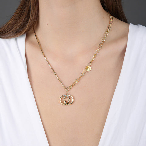 Champagne Gold GO Pendant Necklace