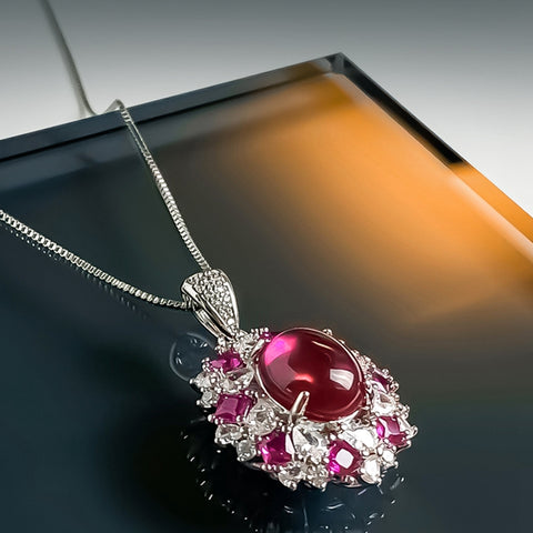 Pink French Zirconia Pendant Necklace