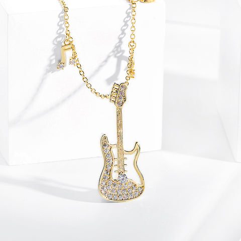 Champagne Gold Guitar Pendant Necklace