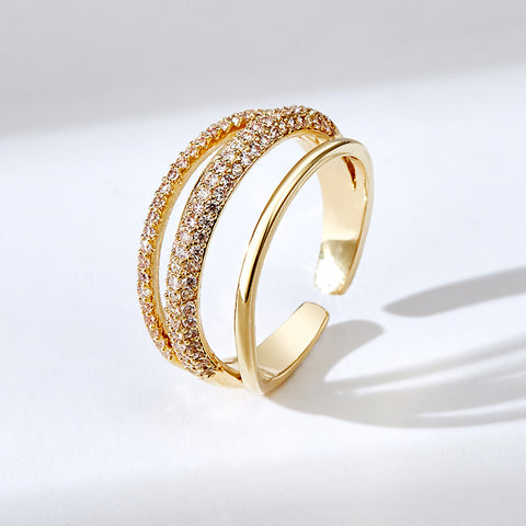 Gold Multi Layers Open End Ring