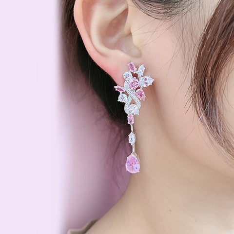 Pink Möbius Ring Crystal Earrings