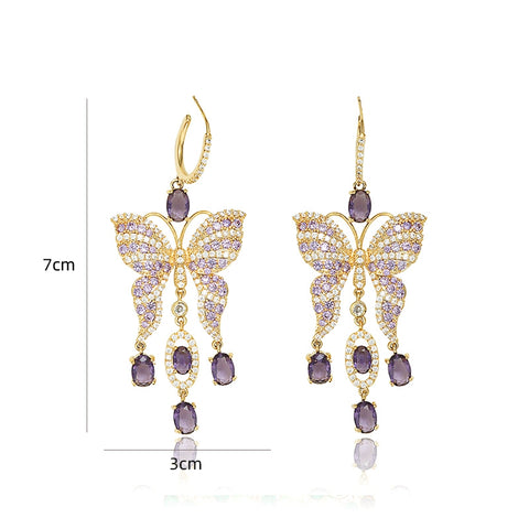 Long Butterfly Tassel Earrings