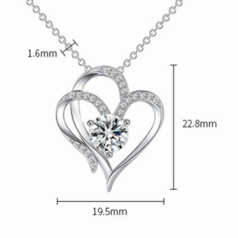 Double Heart Pendant Necklace