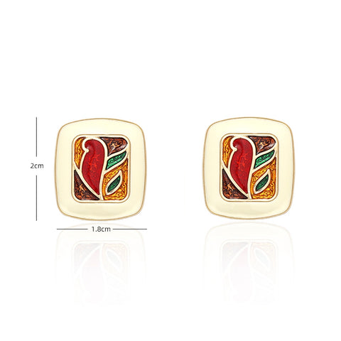 E132Vintage Colour Block Enamel Stud Earrings