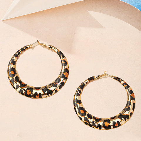 Leopard Print Large Hoop Earrings