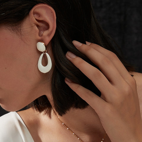 White Minimalist Earrings