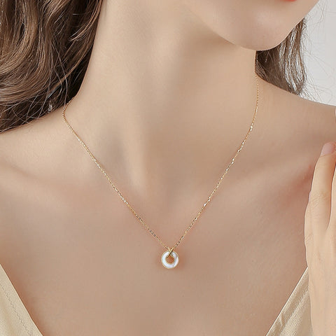 Golden s925 Silver with Round Pendant Necklace