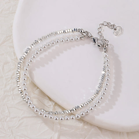 Twisted crushed silver pearl bracelet