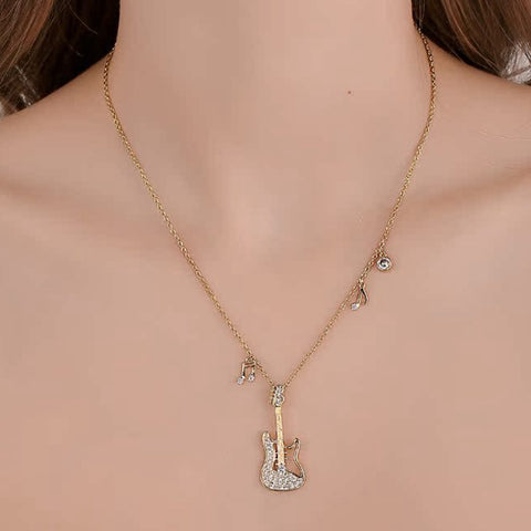 Champagne Gold Guitar Pendant Necklace