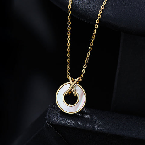 Golden s925 Silver with Round Pendant Necklace