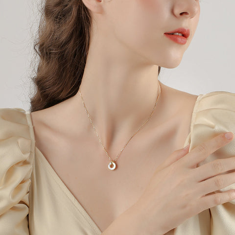 Golden s925 Silver with Round Pendant Necklace