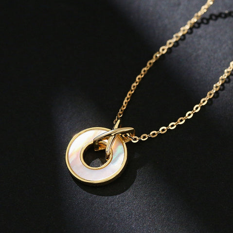 Golden s925 Silver with Round Pendant Necklace