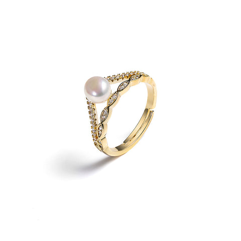 Pearl Crown Split Ring