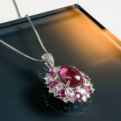 Pink French Zirconia Pendant Necklace