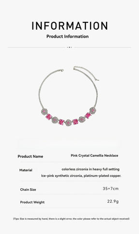 Pink Zirconia Camellia Necklace