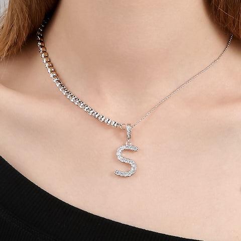 Silver colored letter S pendant necklace