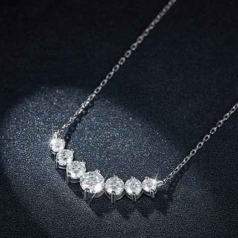 S925Silver Beautifully Set Round Moissanite Necklace