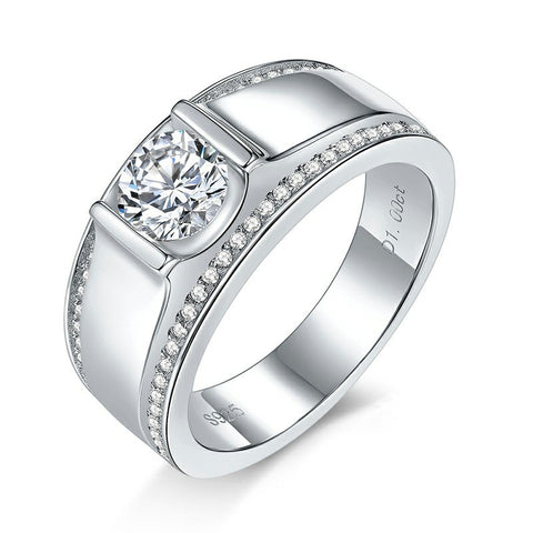 Moissanite Round 1 Carat Simple Fashionable Mens Ring