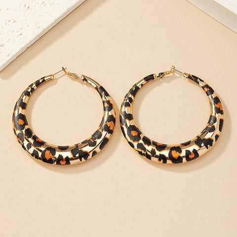 Leopard Print Large Hoop Earrings