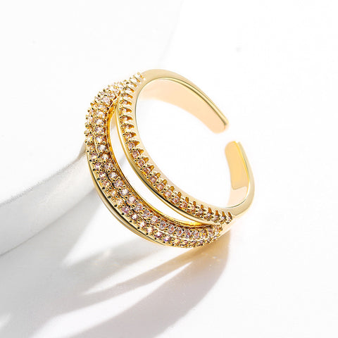 Gold Multi Layers Open End Ring