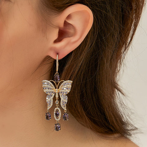 Long Butterfly Tassel Earrings