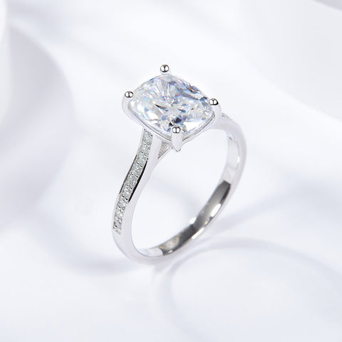 Baguette Cushion 3 Carat Moissanite Fine Ring