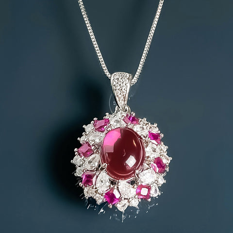 Pink French Zirconia Pendant Necklace