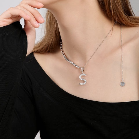 Silver colored letter S pendant necklace