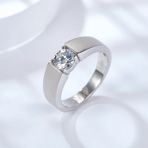 1 Carat Moissanite Frosted Simple Mens Ring