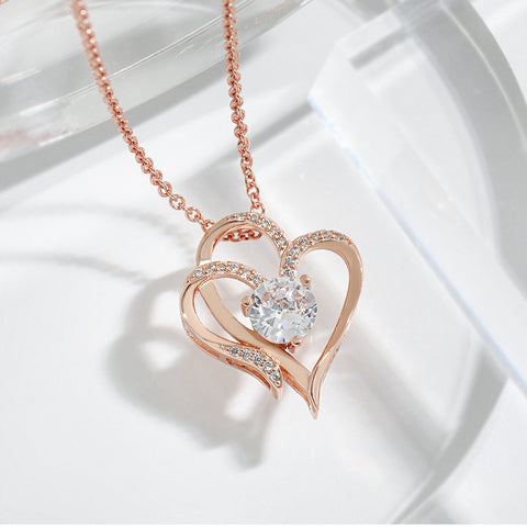 Double Heart Pendant Necklace