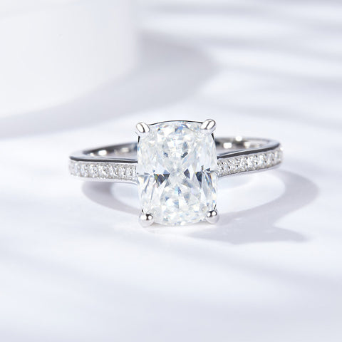 Baguette Cushion 3 Carat Moissanite Fine Ring