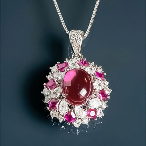 Pink French Zirconia Pendant Necklace