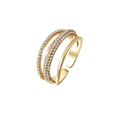 Gold Multi Layers Open End Ring