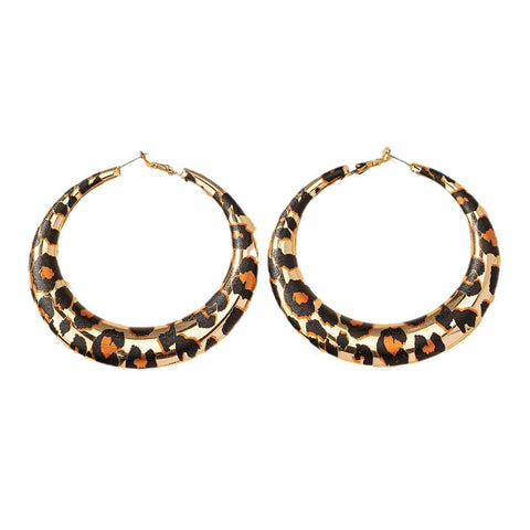 Leopard Print Large Hoop Earrings