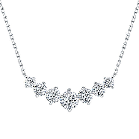 S925Silver Beautifully Set Round Moissanite Necklace