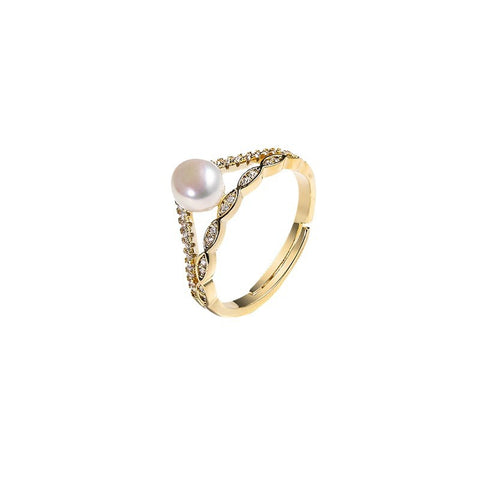 Pearl Crown Split Ring