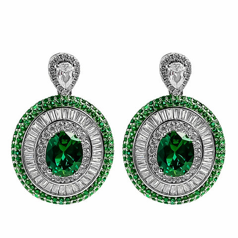 Vintage Emerald Round Earrings