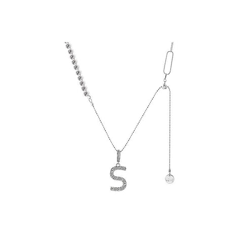 Silver colored letter S pendant necklace