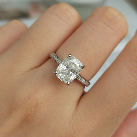 Baguette Cushion 3 Carat Moissanite Fine Ring