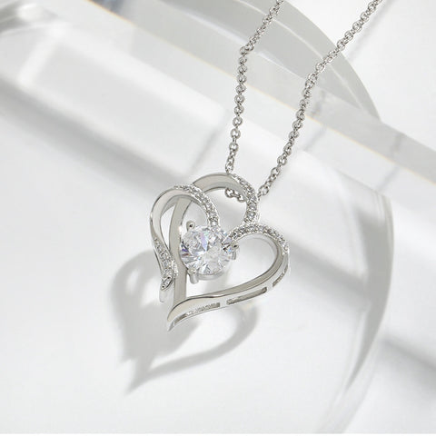 Double Heart Pendant Necklace