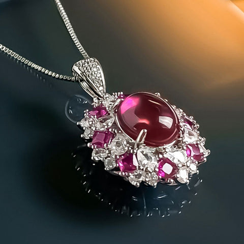 Pink French Zirconia Pendant Necklace