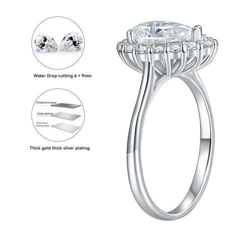 Teardrop Moissanite 1.5 Carat Ring