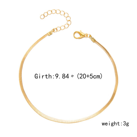 Gold Simple Flat Anklet