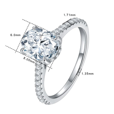 2 Ct Moissanite Dove Egg Engagement Ring