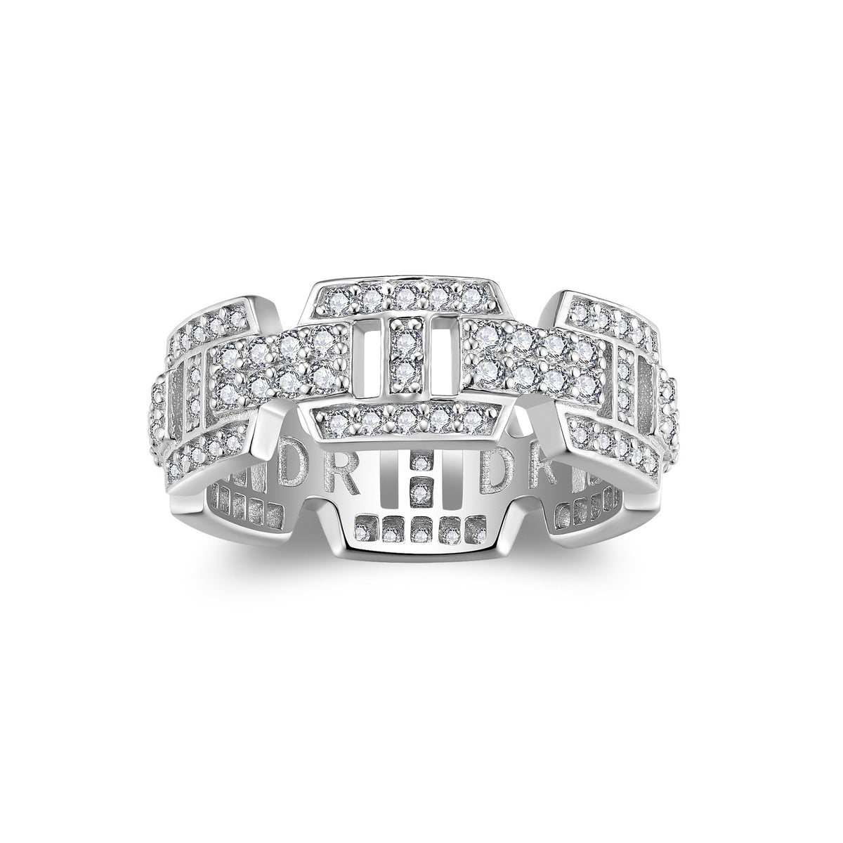 S925 Silver Plated 18K White Gold moissanite row ring